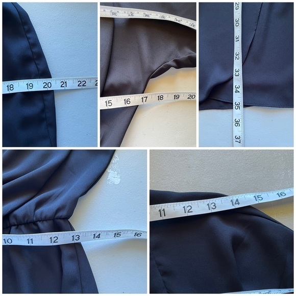 WAYF Black Sutherland Dolman Faux Wrap Blouson Waist Chiffon Mini Dress XS - Picture 6 of 10